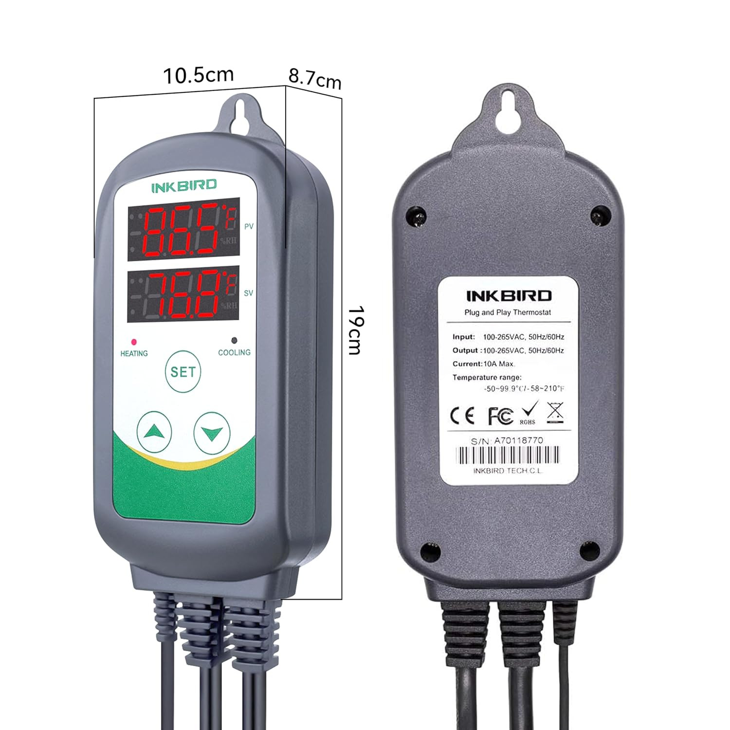 Inkbird ITC-308 Digital Temperature Controller 2-Stage Outlet Thermostat Heating