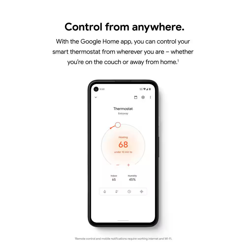 Google Nest Thermostat - Smart Programmable Wi-Fi Thermostat - Snow