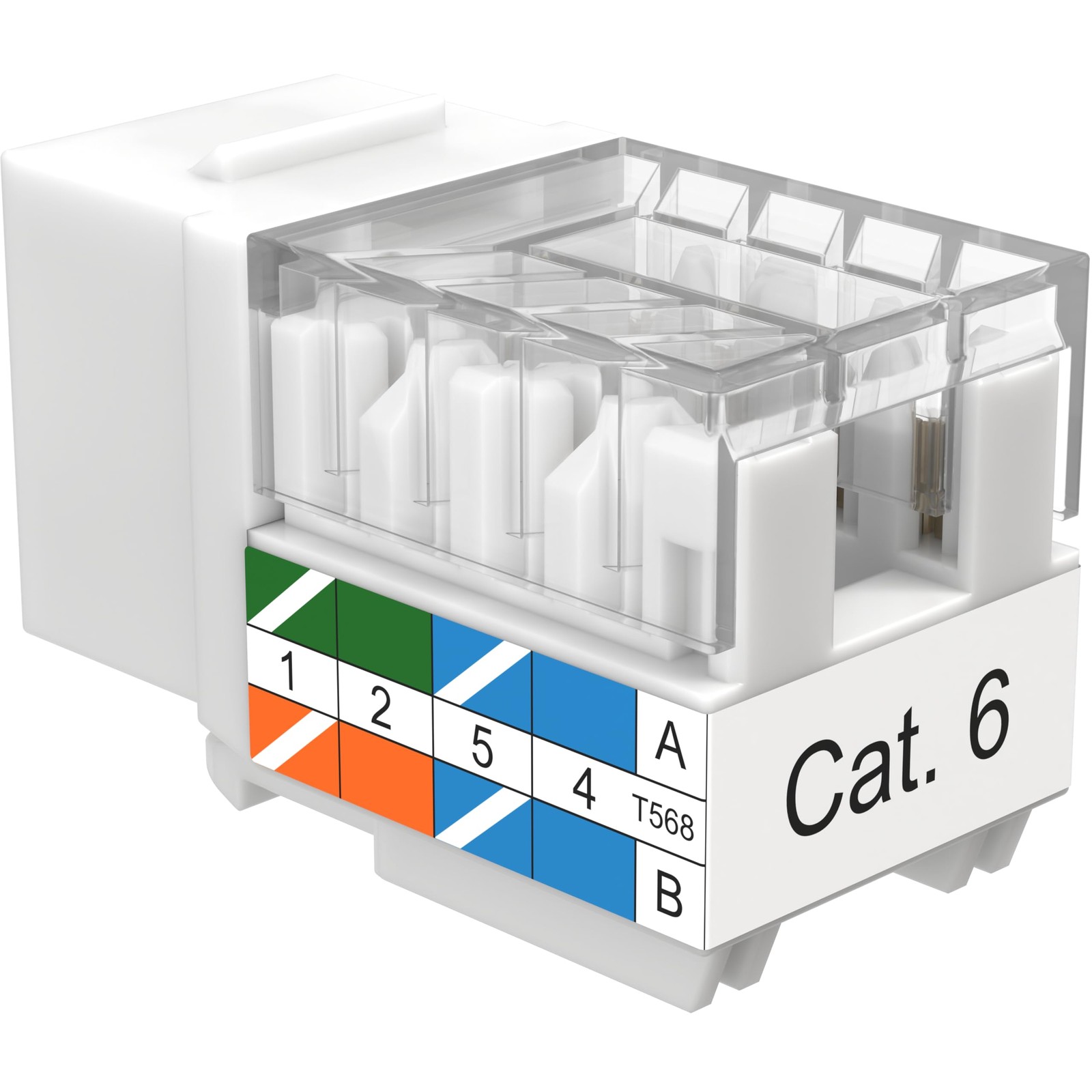 50 Pack Cat6 Keystone Ethernet Wall Jacks RJ45 Punch 50 PCS, White
