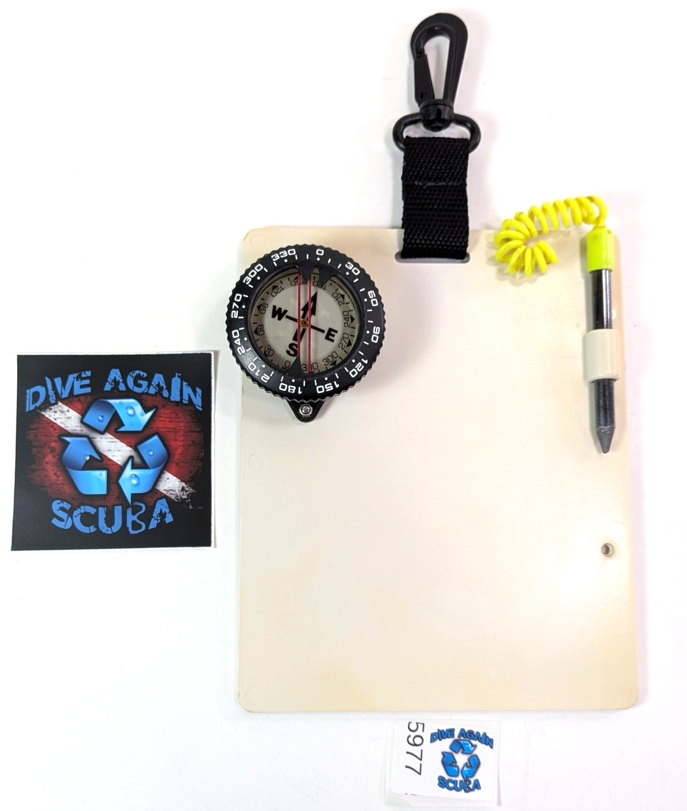 Scuba Dive Writing Slate with Compass & Pencil, 7.3" x 6" Durable          #5977