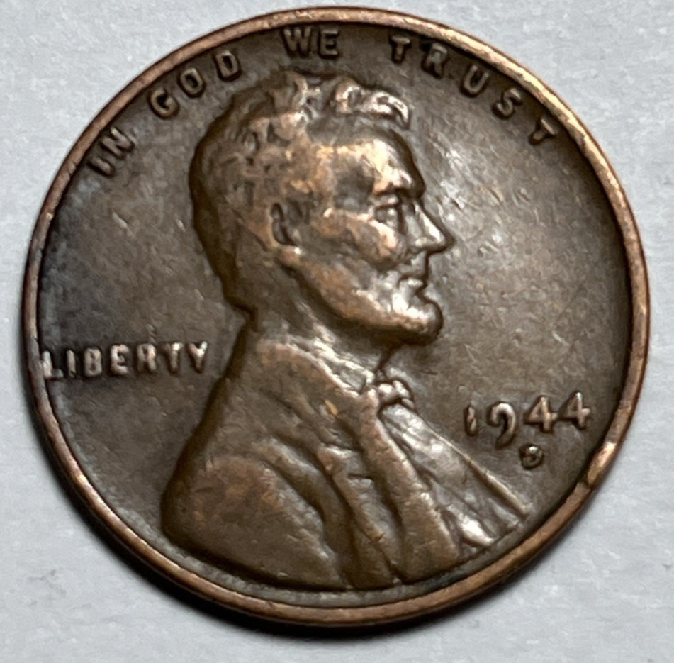 1944 D Wheat Penny Error 4 Touching 4 Date Error