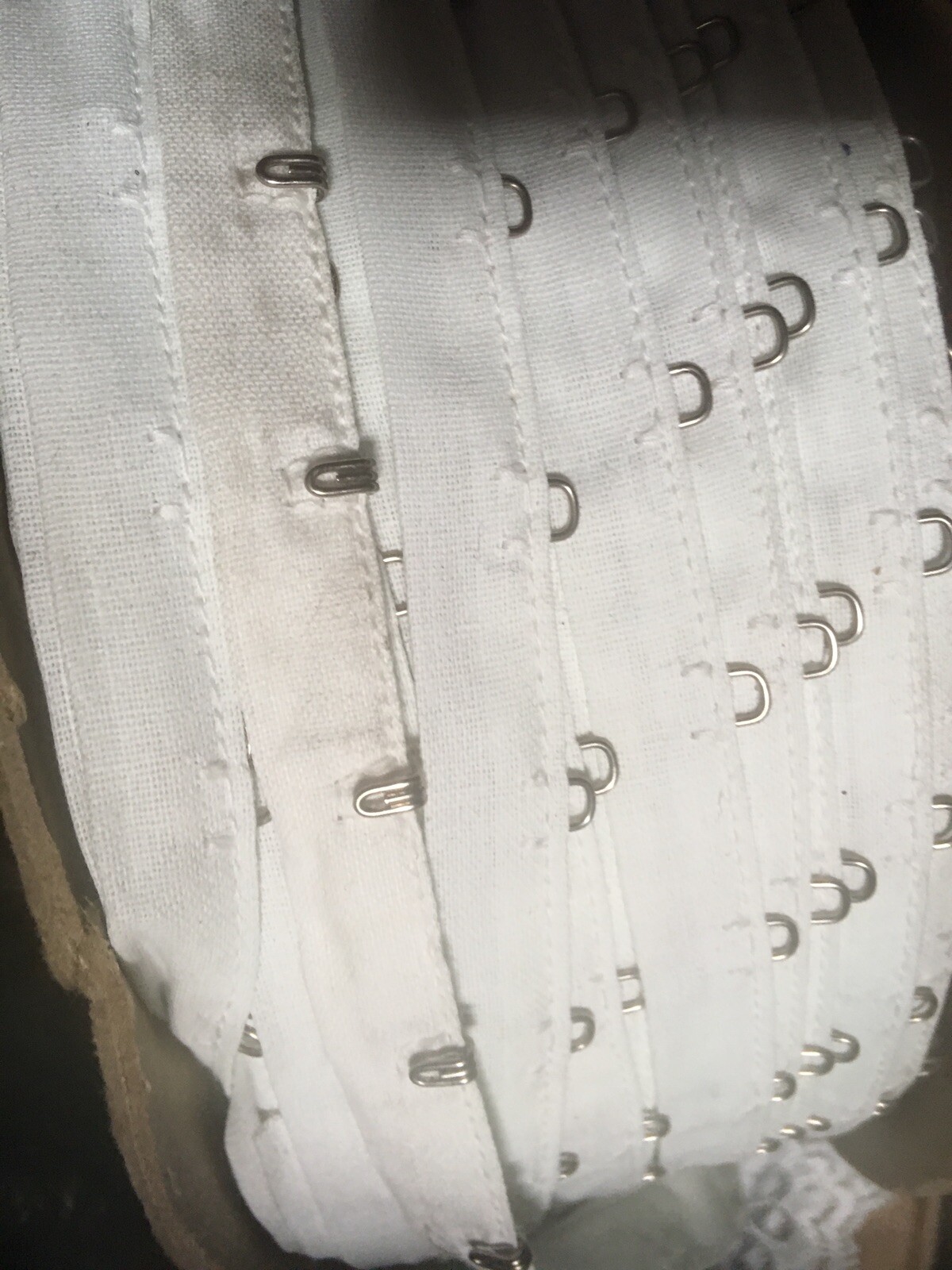 10 yards White Cotton Tape Hook And Eye 1” Spacing 1/2” Wide Per Yard