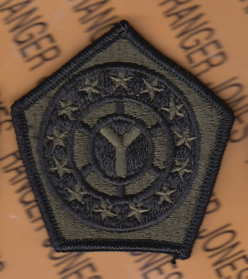 US Army 108th Sustainment Brigade ~2.75" BDU OD Green Black uniform patch m/e