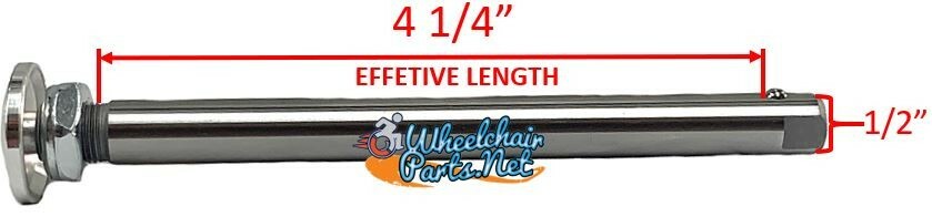 1/2" x 4 1/4" Quick release axle for wheelchairs, BIG ALUMINUM Push Button