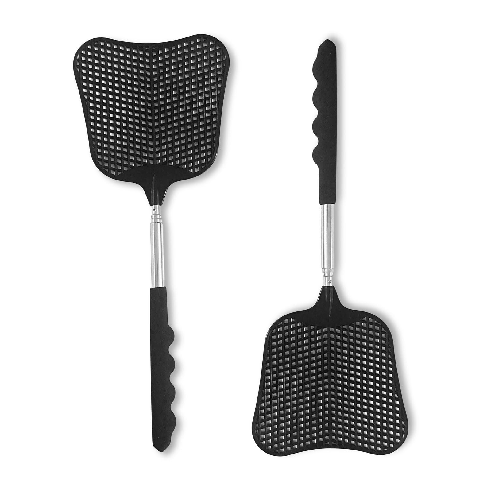 XEHAHOSH Fly Swatters 2 Pack, Durable Telescopic Stainless Steel Handle, Heavy D