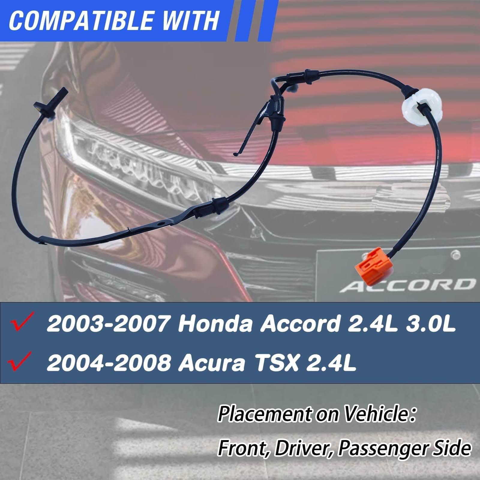 ABS Wheel Speed Sensor Front Left Right Compatible with 2003-2007 Honda Accord 2