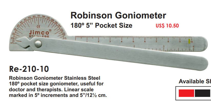 Robinson Goniometer 180º 5” Pocket Size Goniometer (PACK OF 3-PCS) US$ 45.00