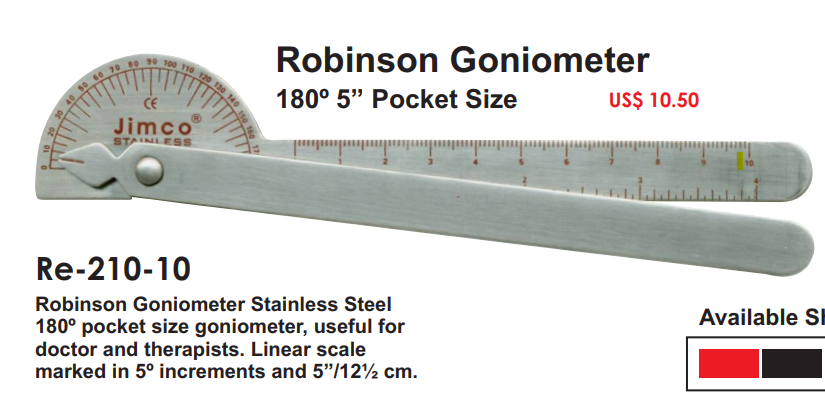 Robinson Goniometer 180º 5” Pocket Size Goniometer