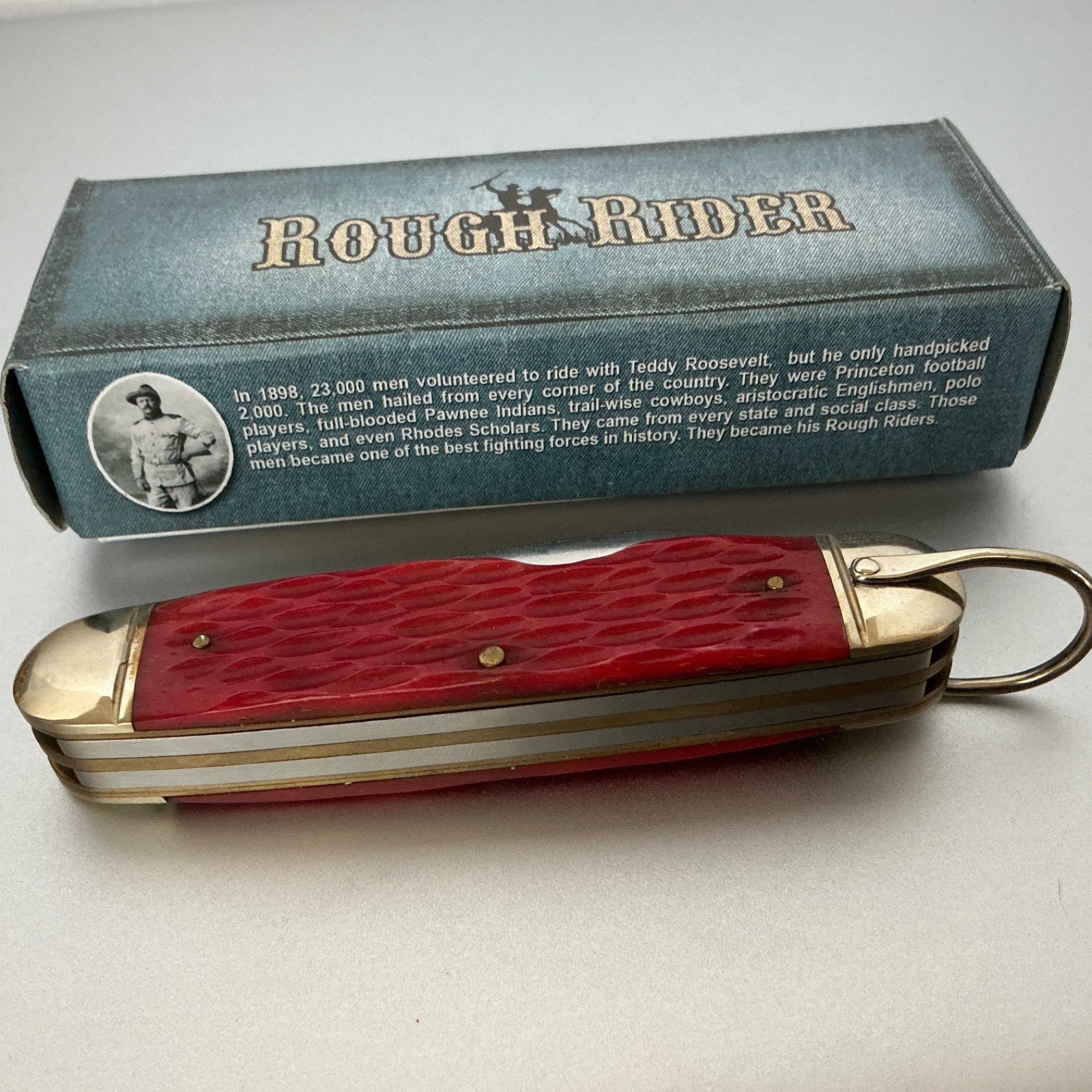 Rough Rider Camp/Scout Pockeknife Red Jig Bone RR573