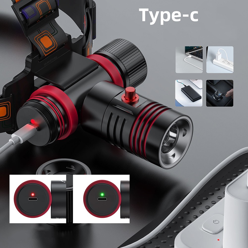 Underwater Diving Headlamp with Four Lighting Modes and Magnetic Switch Control