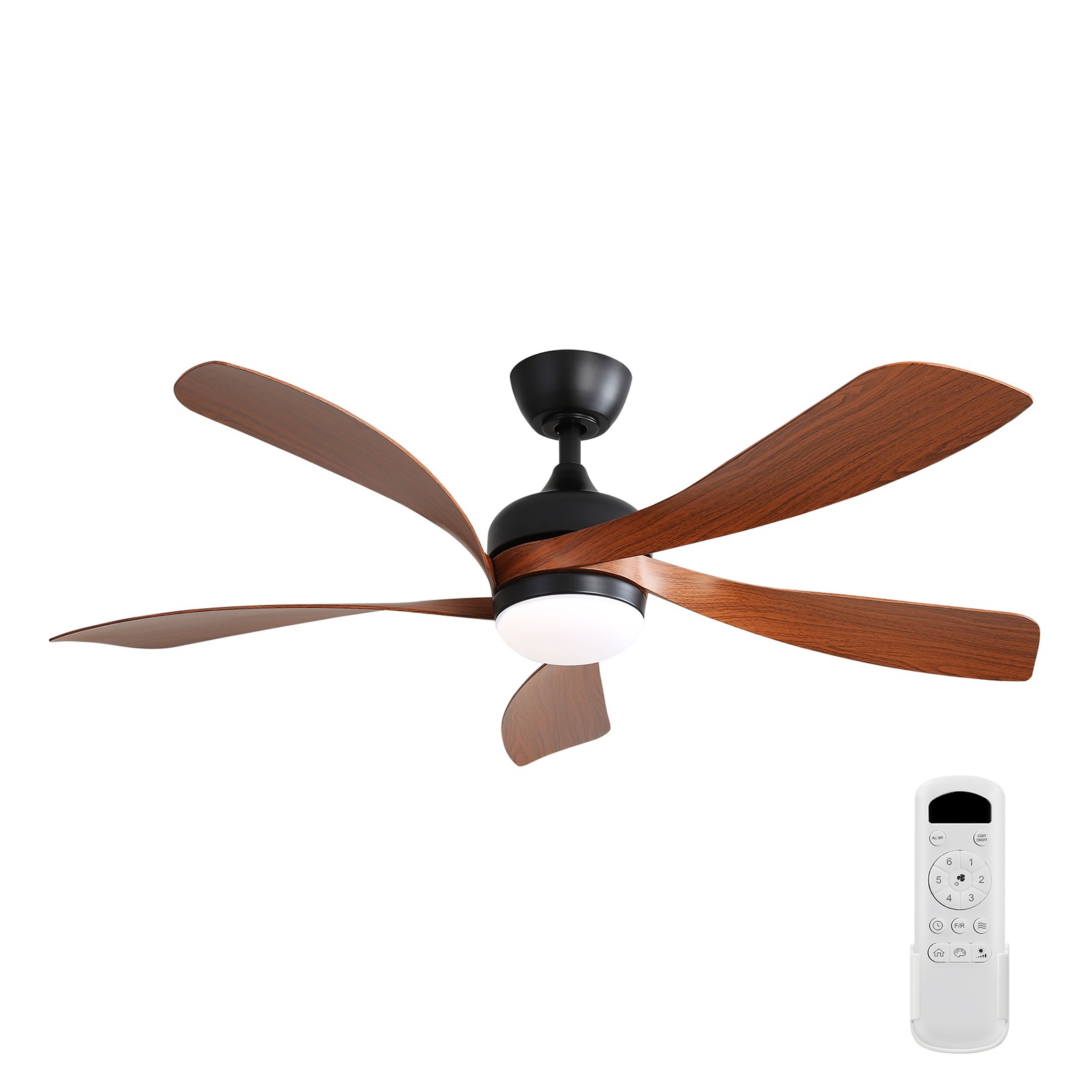 52 Inch Indoor Ceiling Fan With 3 Color Dimmable 5 ABS Blades Remote Control