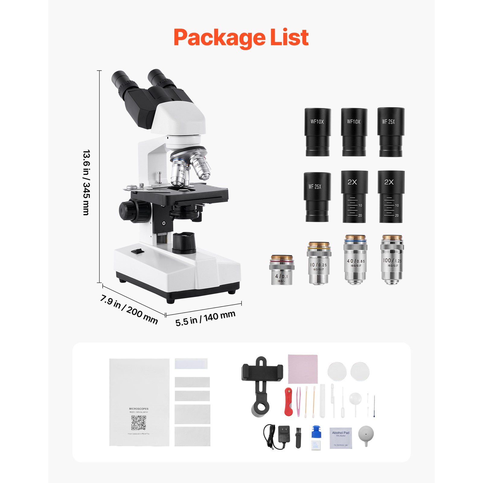 Uimoso Binocular Compound Microscope Kit 40-5000X Dual Stage Two Eyepiece Sets