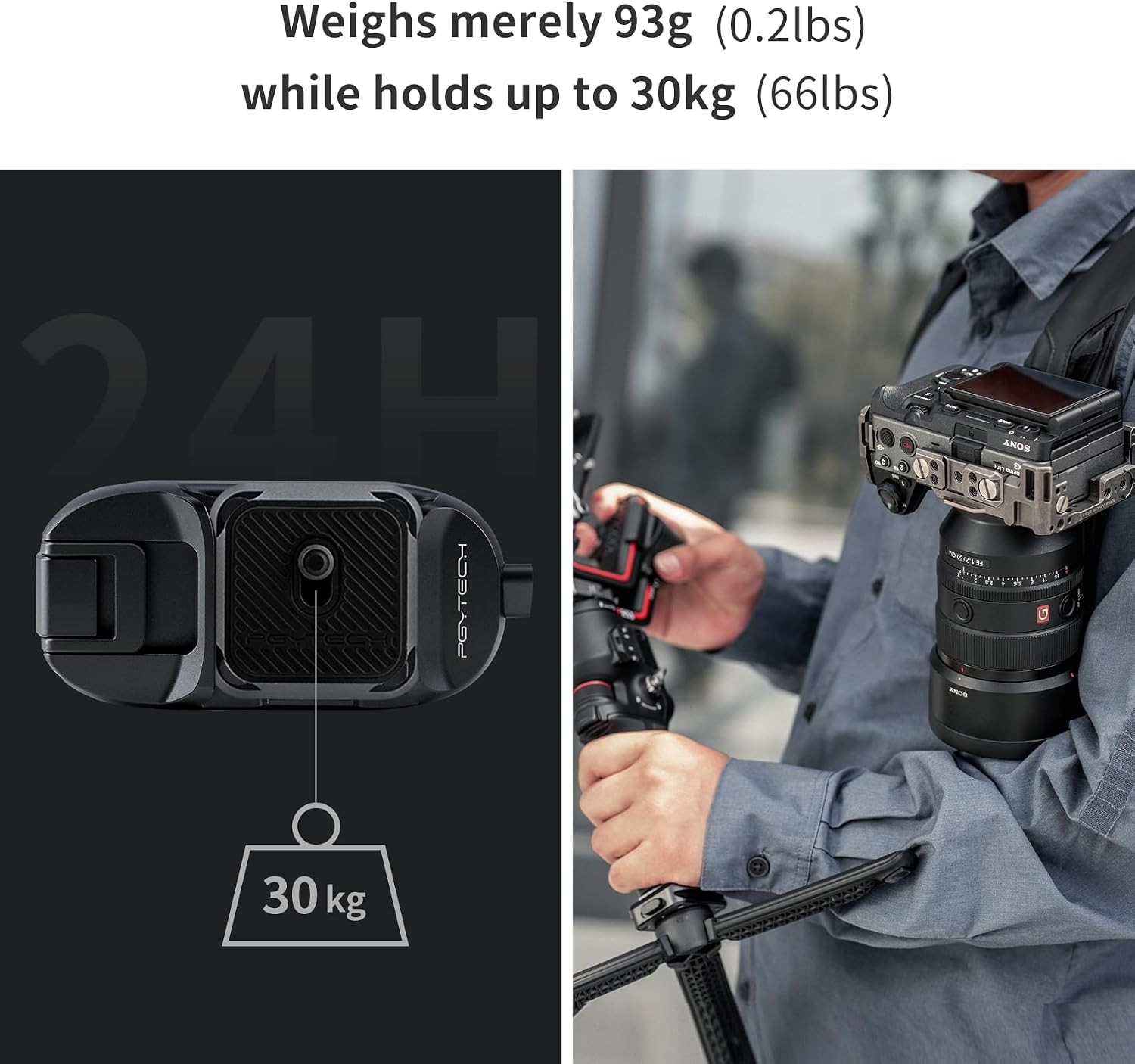 Adjustable DSLR Action Camera Clip | Aluminum Backpack Mount
