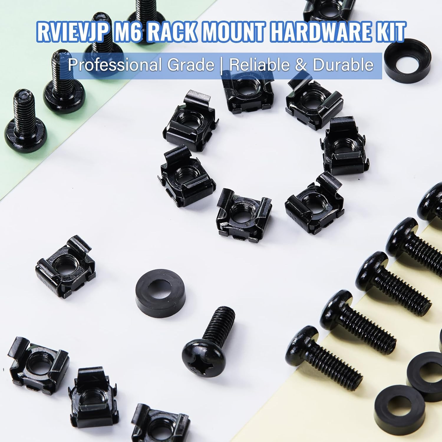 50 Pack M6 X 16Mm Rack Mount Cage Nuts, Screws & Washers for Server Cabinet