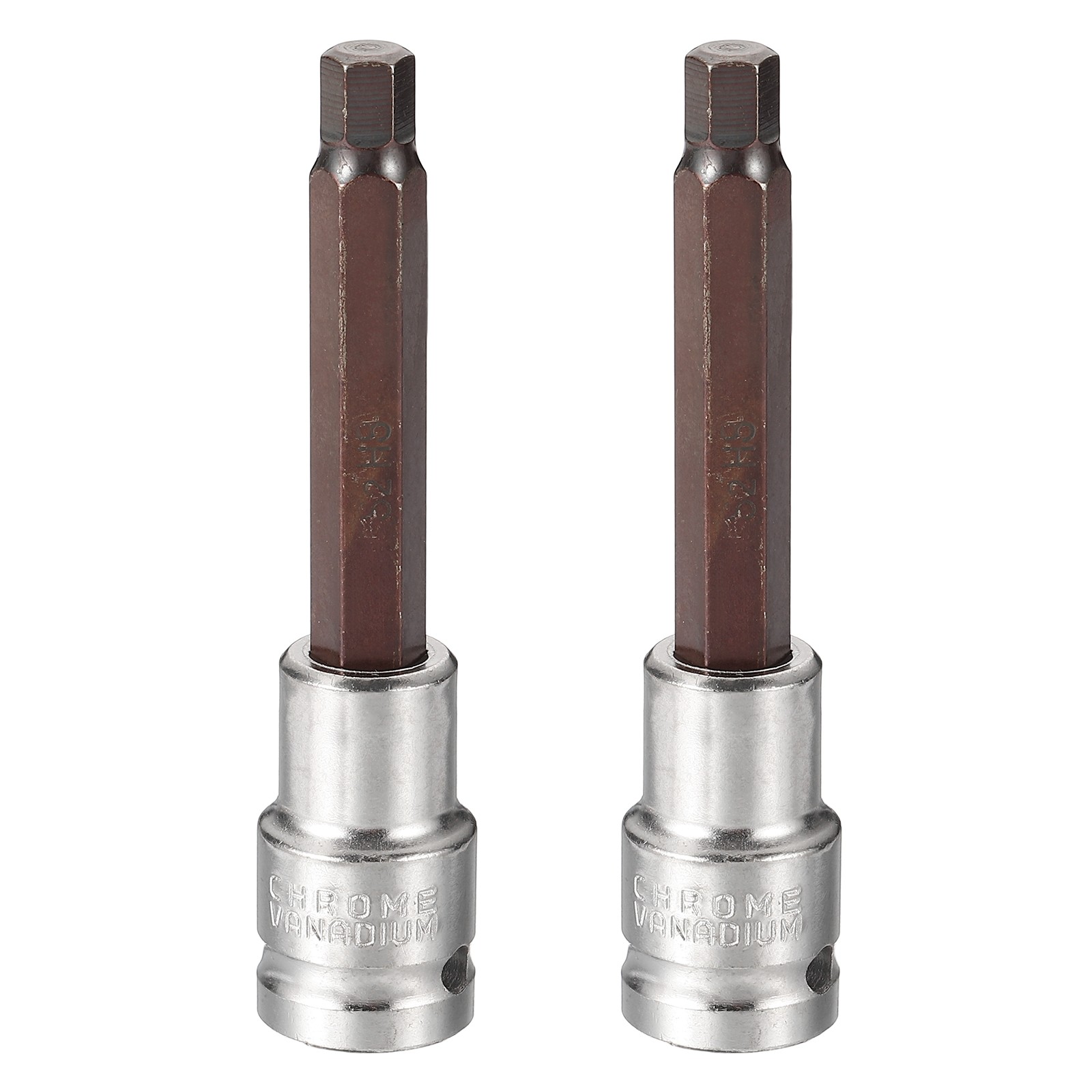 2Pcs Hex Bit Socket H8 1/2" Drive 4" Length S2 Steel Long Bit CR-V Socket