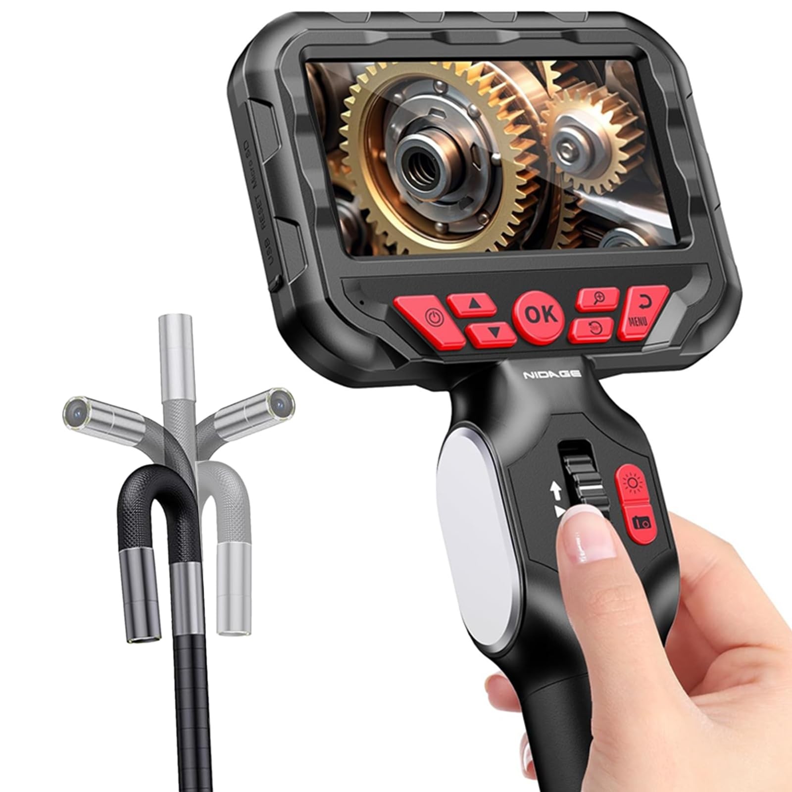 NIDAGE Two-Way Articulating Endoscope 6.2mm Borescope, Black