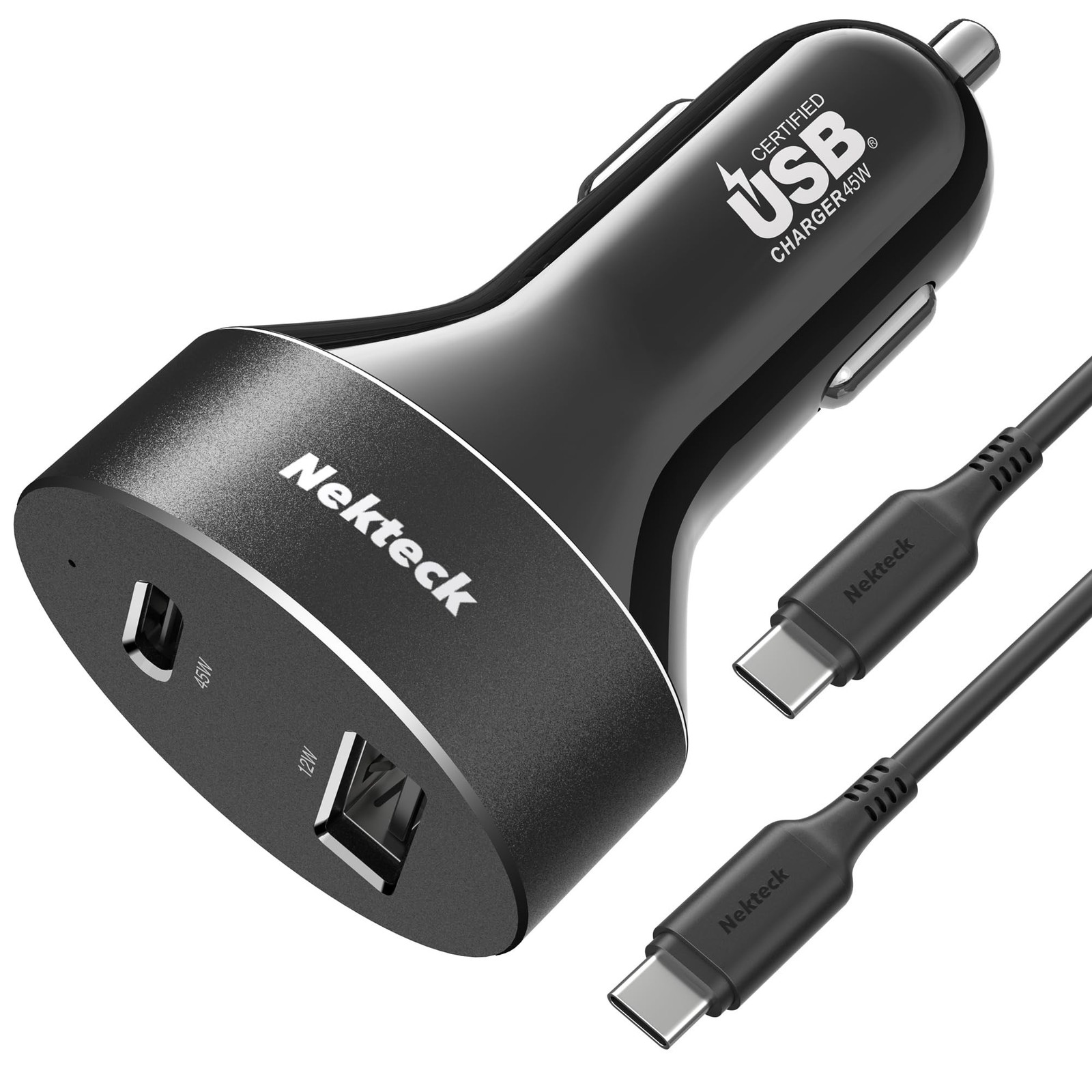 Nekteck 45W 2-Port USB-C Car Charger, PD 3.0 & QC 3.0 Fast Charging | USB-IF ...