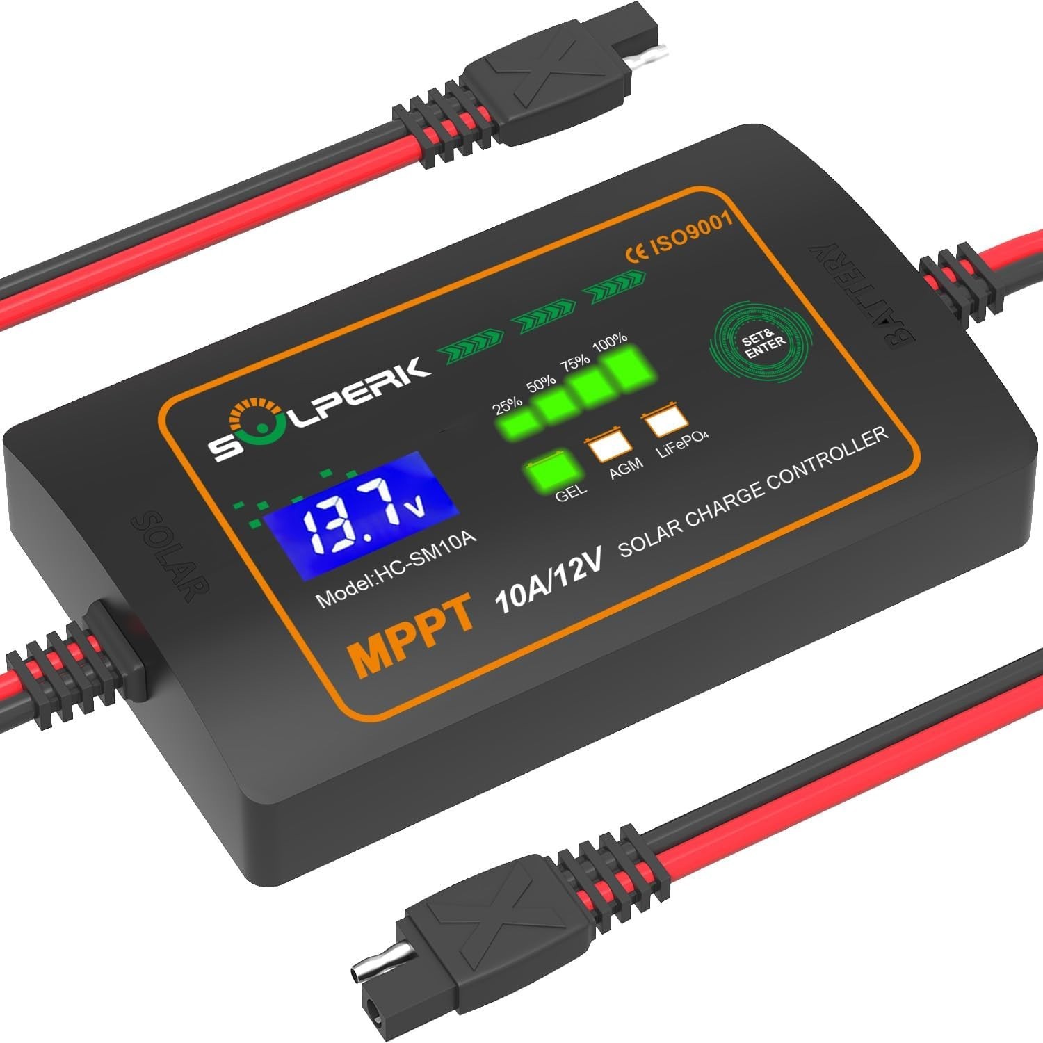 Compact 10A 12V Solar Charge Controller - Multi-Battery Compatibility & Safety