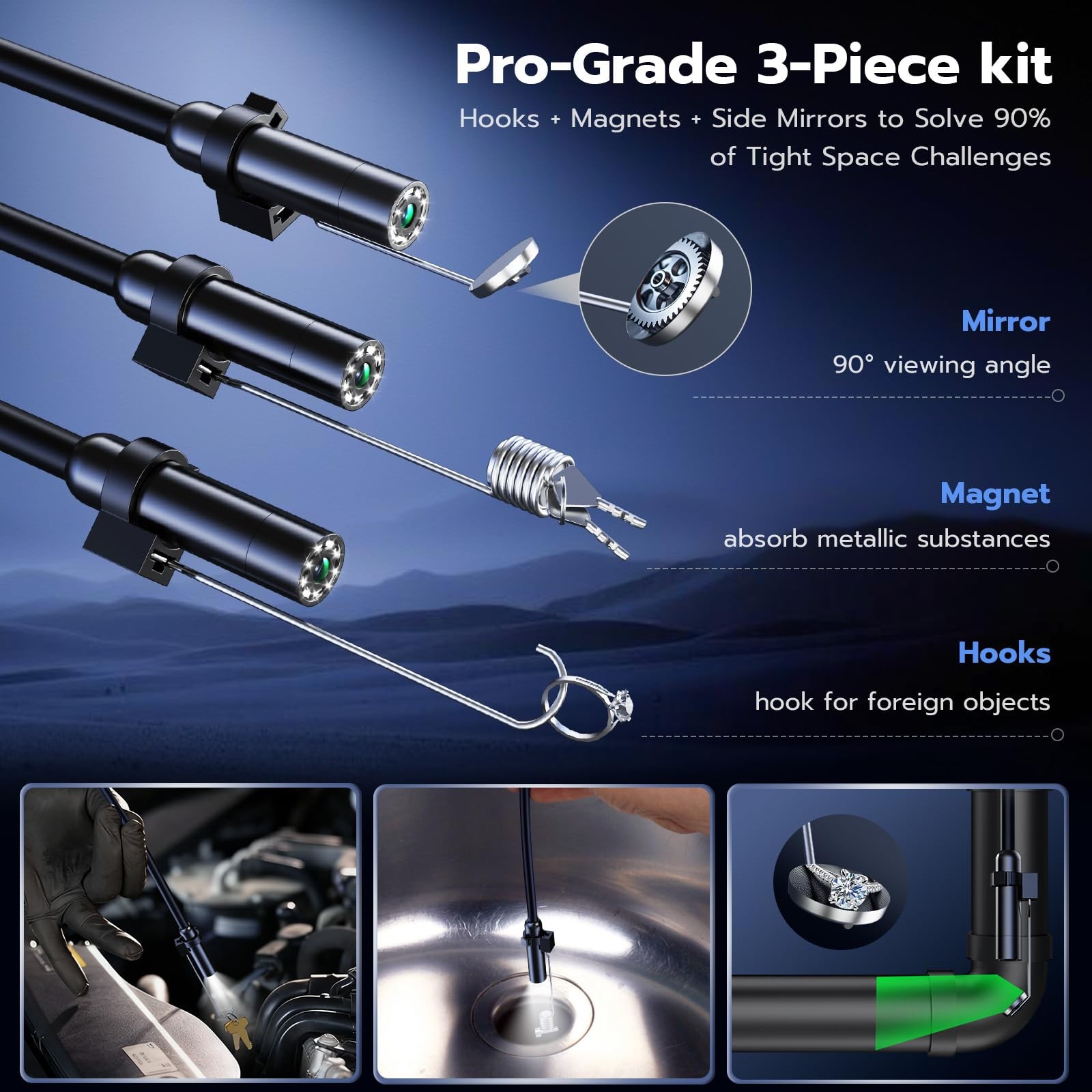 Endoscope with Light, 2.8" IPS 1080P HD Handheld Borescope, 8 Adjustable LEDs...