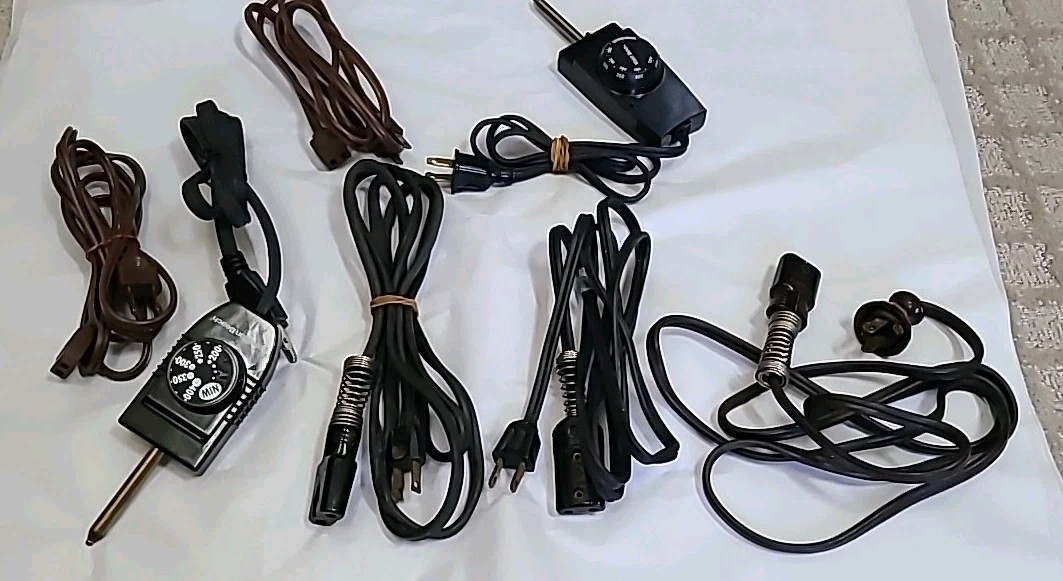 Lot of 7 Vintage Appliance Cords Black Brown, UNTESTED