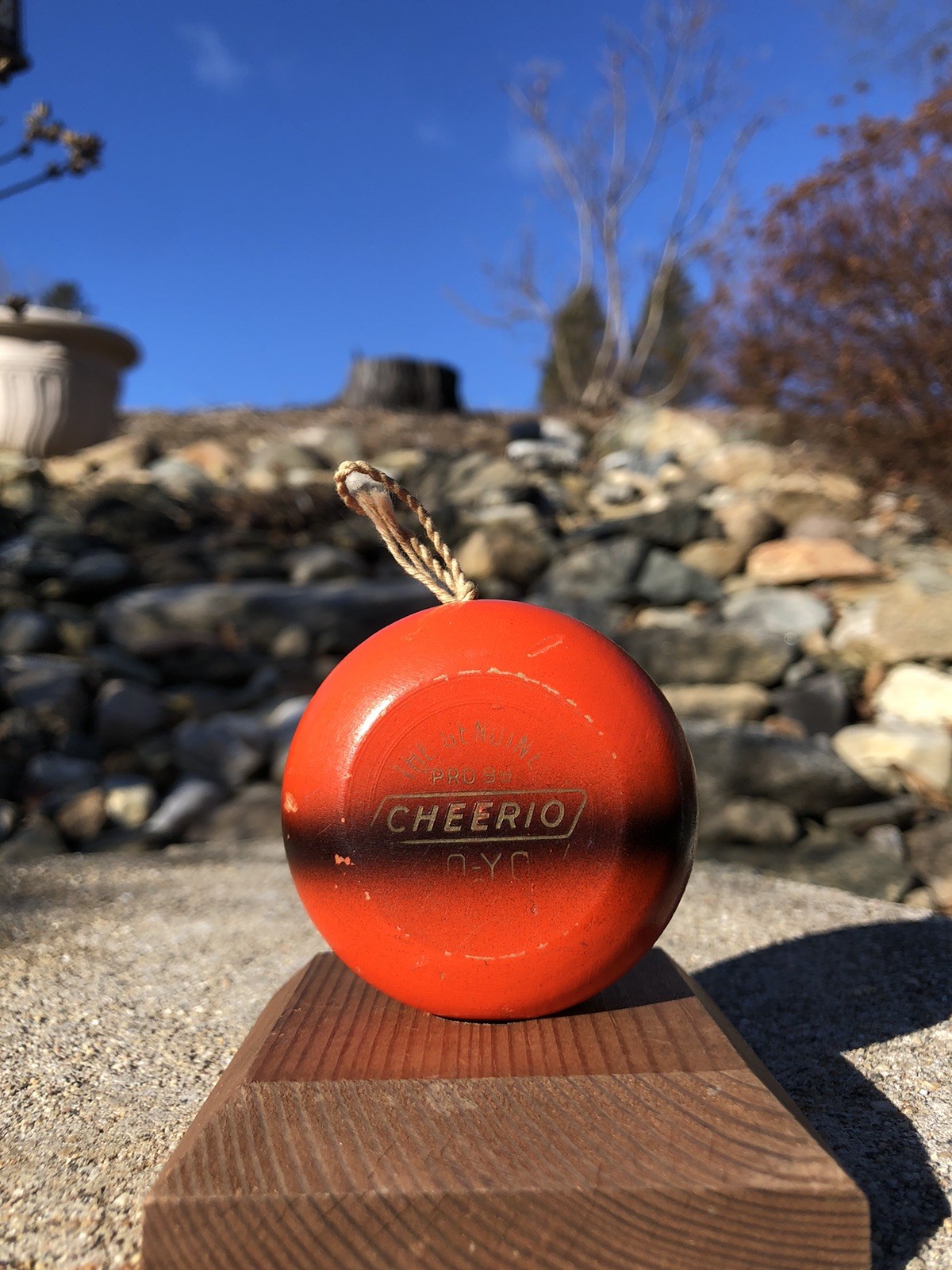 Vintage 70’s Wood Genuine Cheerio Pro 99 Yo-Yo Orange Tiger Stripe Toy Hobbies