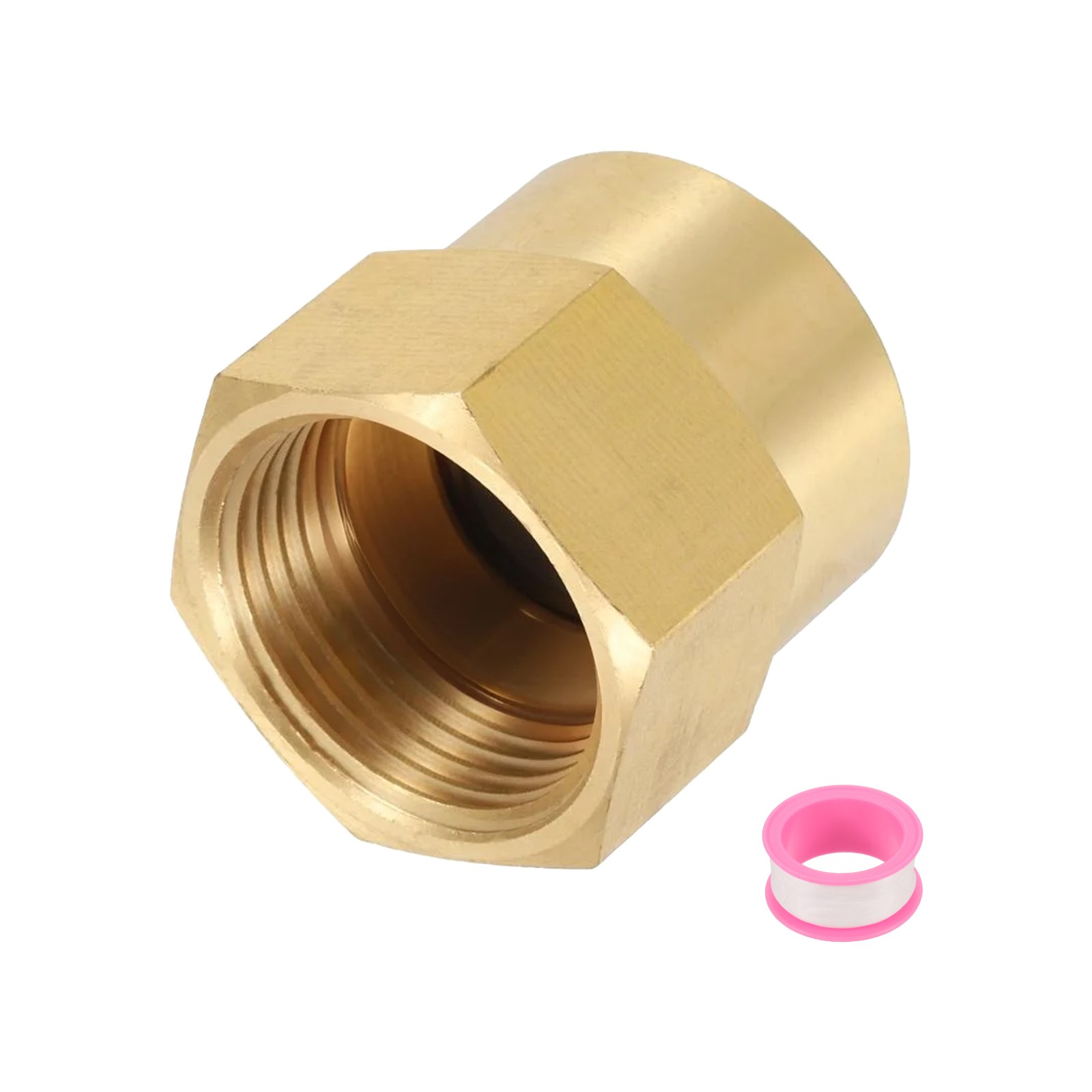 Brass Pipe Fitting, 3/4"G Female x 3/4"NPT Female Hex Nipple Pipe Adapter