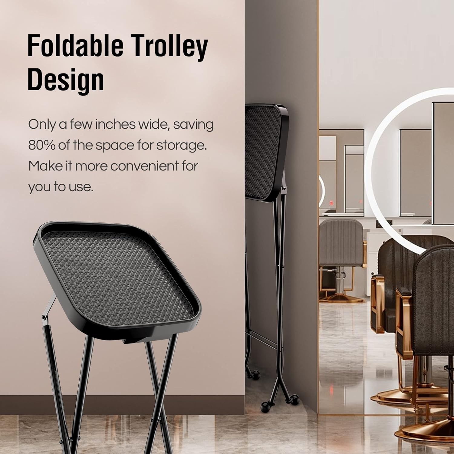 Stylish Foldable Rolling Tray Station for Salons, Spas & Tattoo Studios