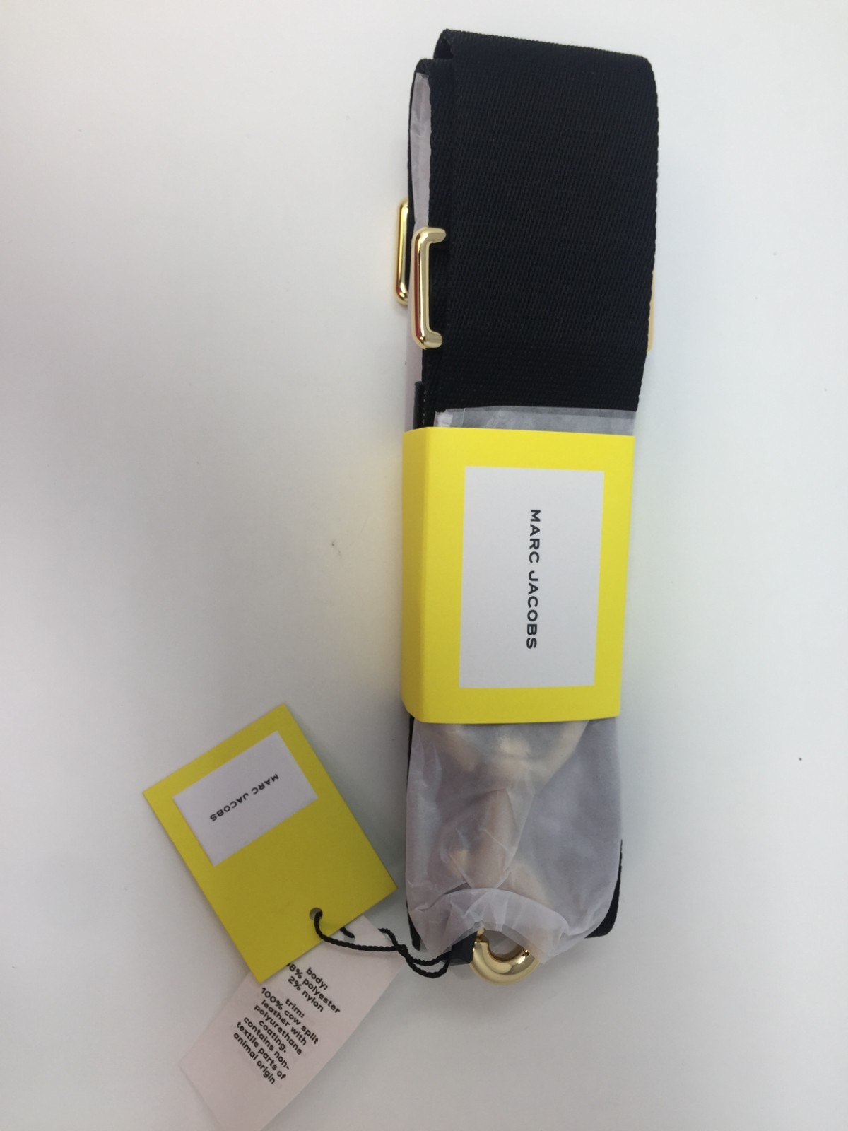 Marc Jacobs Black/Silver The Outline Logo Webbing Shoulder Strap