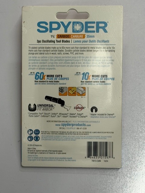 Spyder 3PC 1 3/8" Oscillating Tool Blades - 70013-3 ~ New in Package