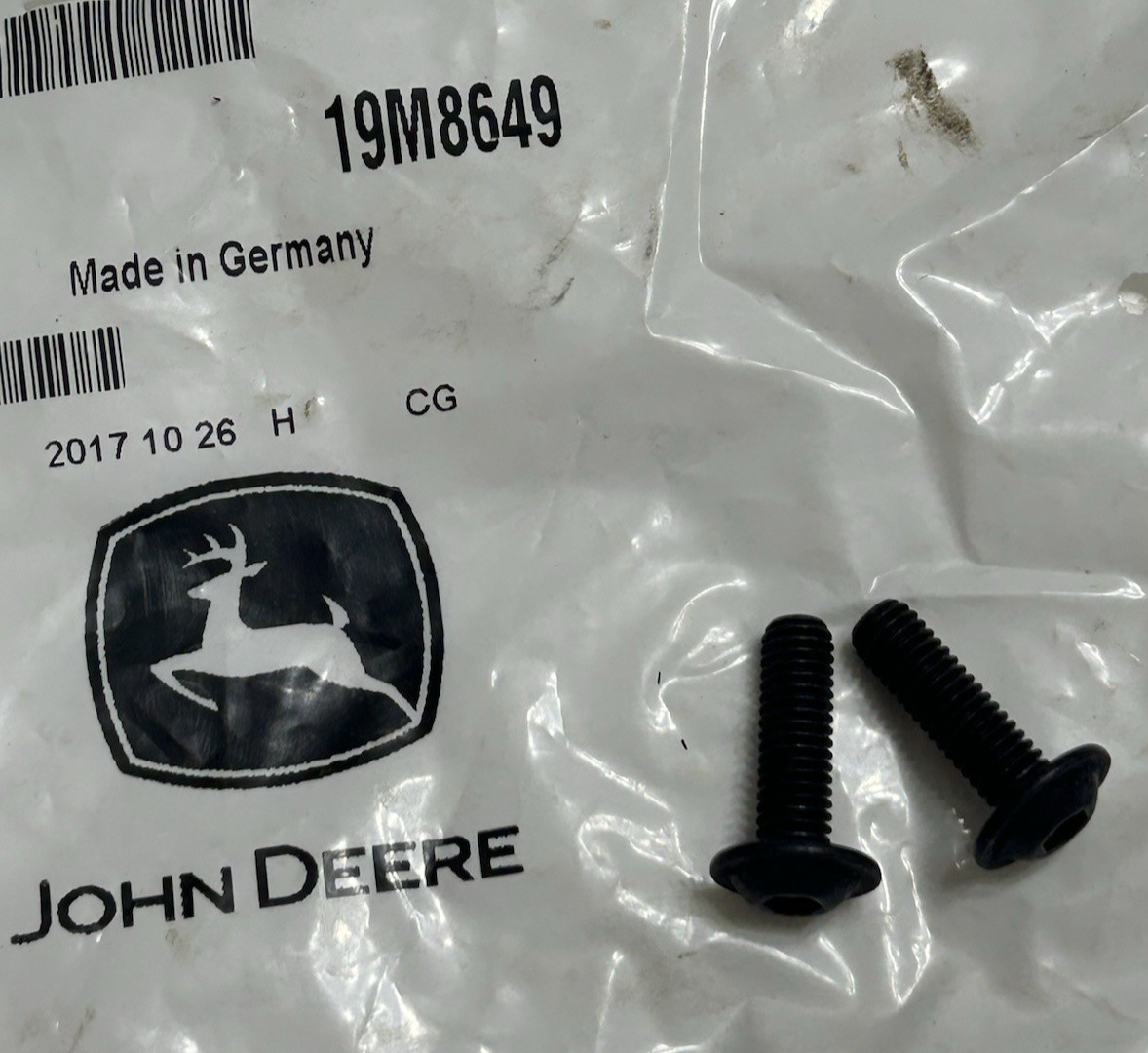 2-pack Genuine John Deere 19M8649 Screws New OEM Free Shipping