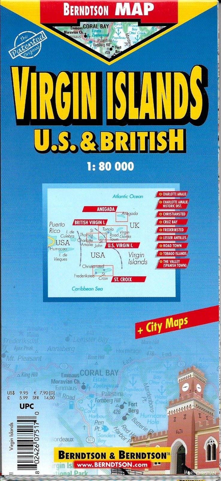 Map of the Virgin Island, US & British, Laminated & Folded by Berndtson Maps