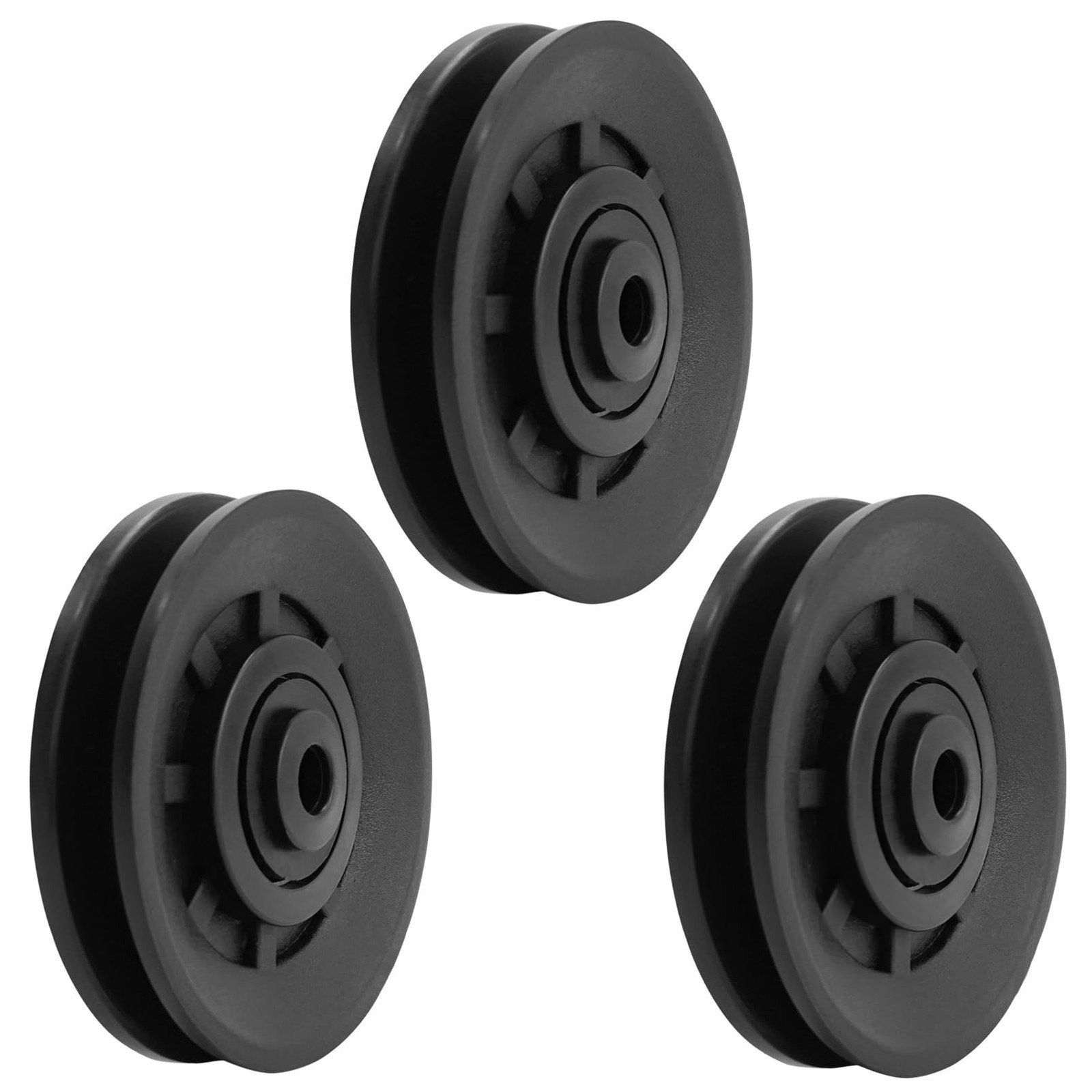 Luwint 3.5" Bearing Pulley Wheel, 3 Packs Fitness 90mm/3.5", 3Pcs Black