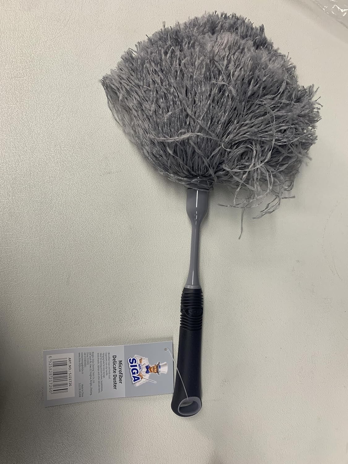 Microfiber Delicate Duster, Non-Slip Handle with Detachable Washable Head Gray