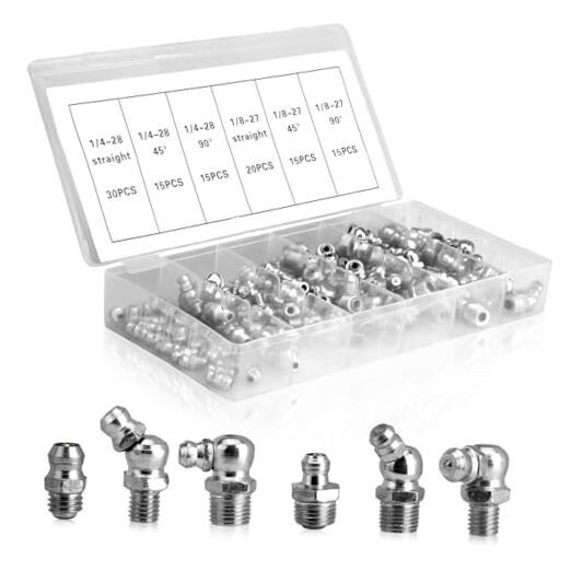 110Pcs Grease Fittings Kit, SAE Grease Fitting Assortment: 1/4" 1/8" Straight