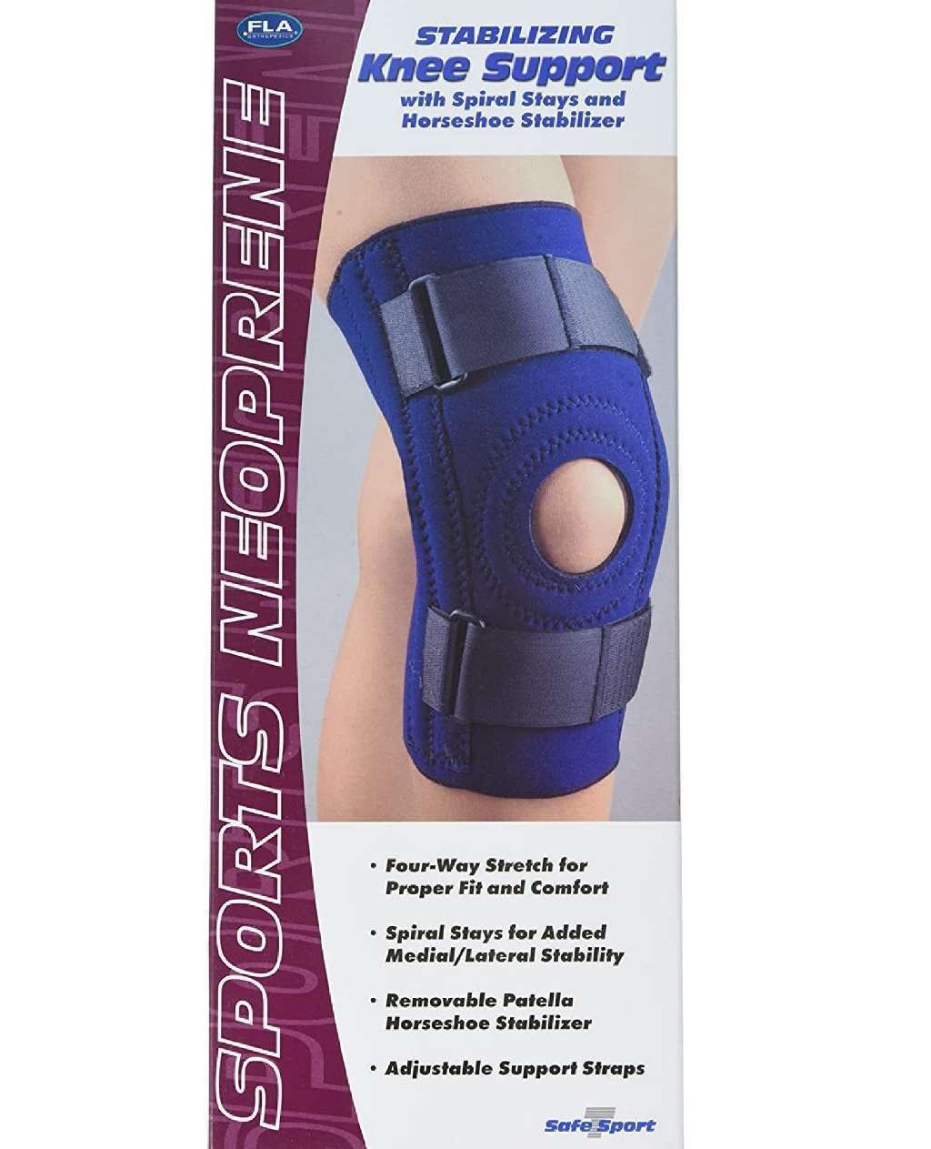 FLA Small Stabilizing Knee Support w/Spiral Stays and Horseshoe Stabilizer Navy