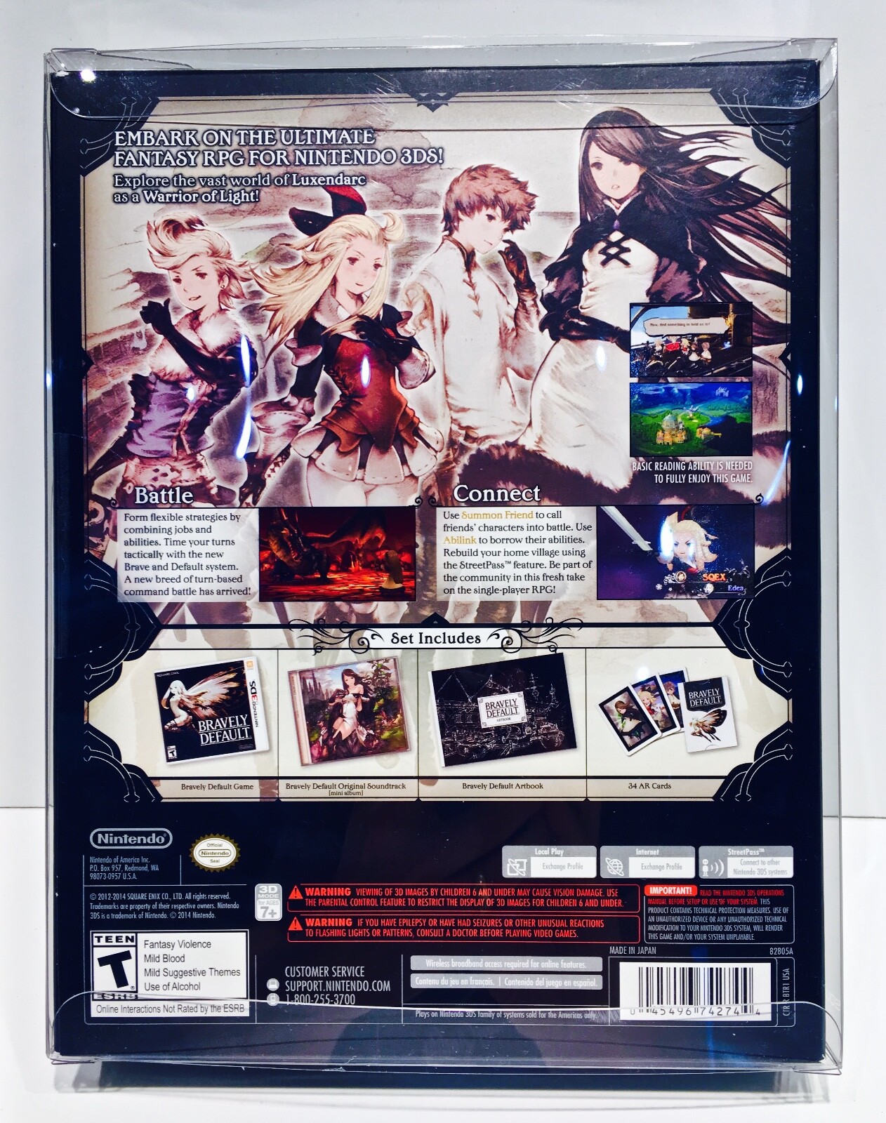 1 Box Protector BRAVELY DEFAULT Nintendo 3DS Custom Clear Plastic Display Case