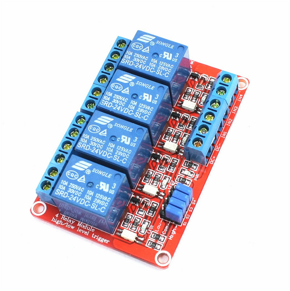 1-10PCS 24V 4 Channel Relay Module w/ OPTO-Isolated High and Low Level Trigger