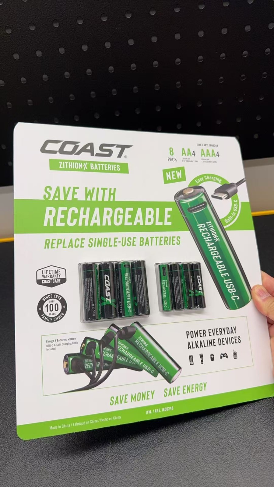COAST USB-C Rechargeable Lithium Batteries, 8-Count (AA/AAA, 4ea) FREE SHIPPING