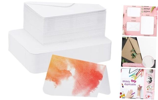 Set of 50 Pure Cotton Watercolor Cards 140lb/300gSM Postcards - Rounded Corners