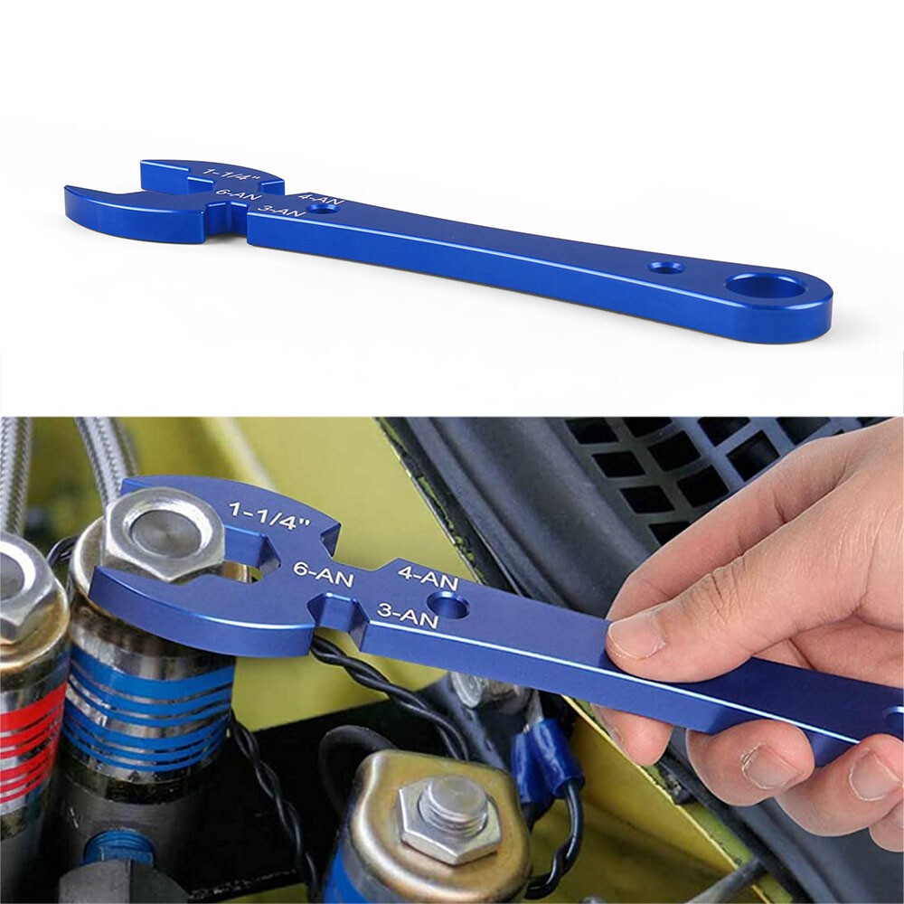 Combonation Wrench Aluminum Billet Nitrous Oxide 3AN 4AN 6AN and 1-1/4" Blue