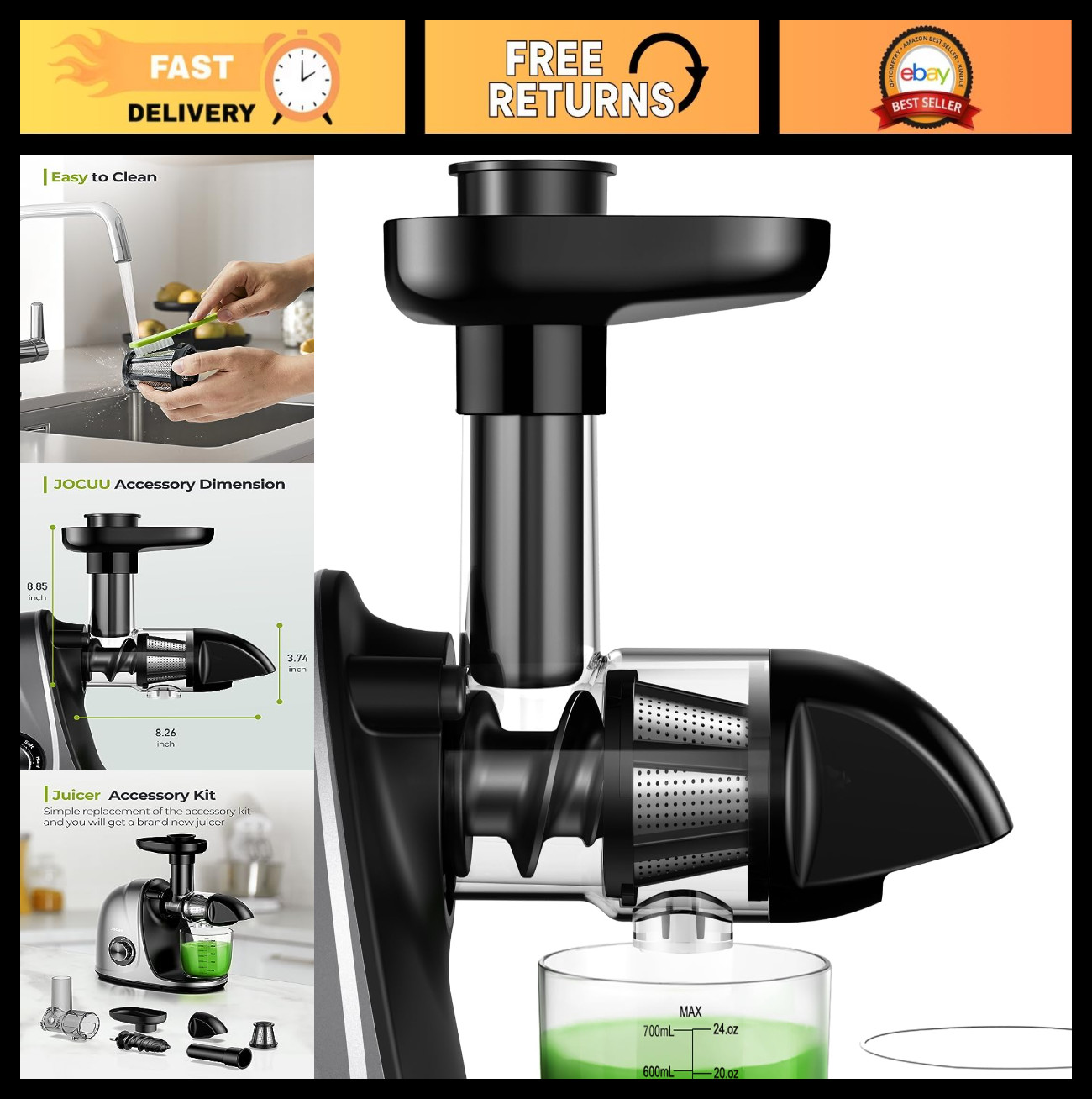 Juicer Attachment Kit - Upgrade Your Slow Juicer with Body, Auger, Filter & Chut