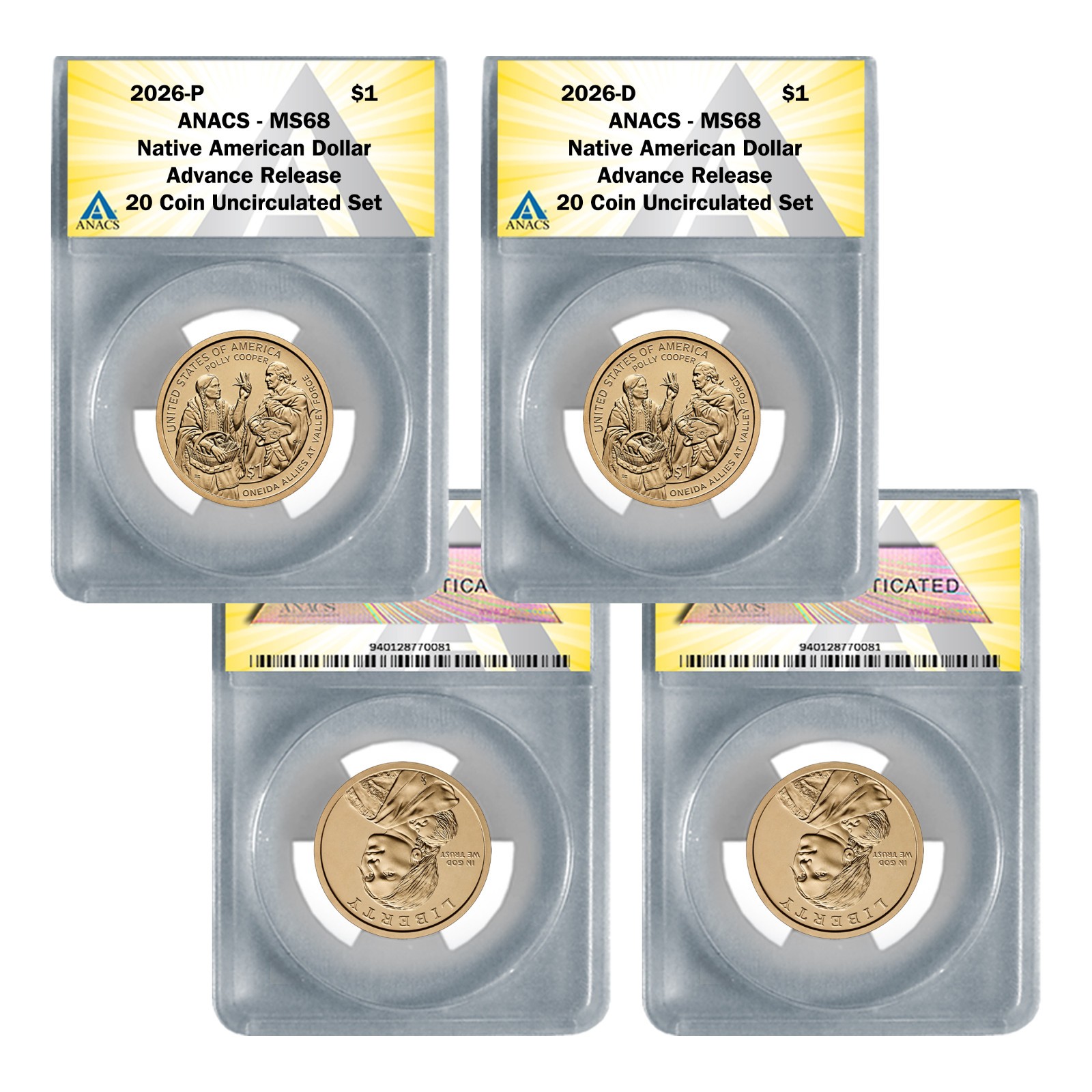 2026 P & D Native American Dollar MS68 2 Coin Set - Advance Release
