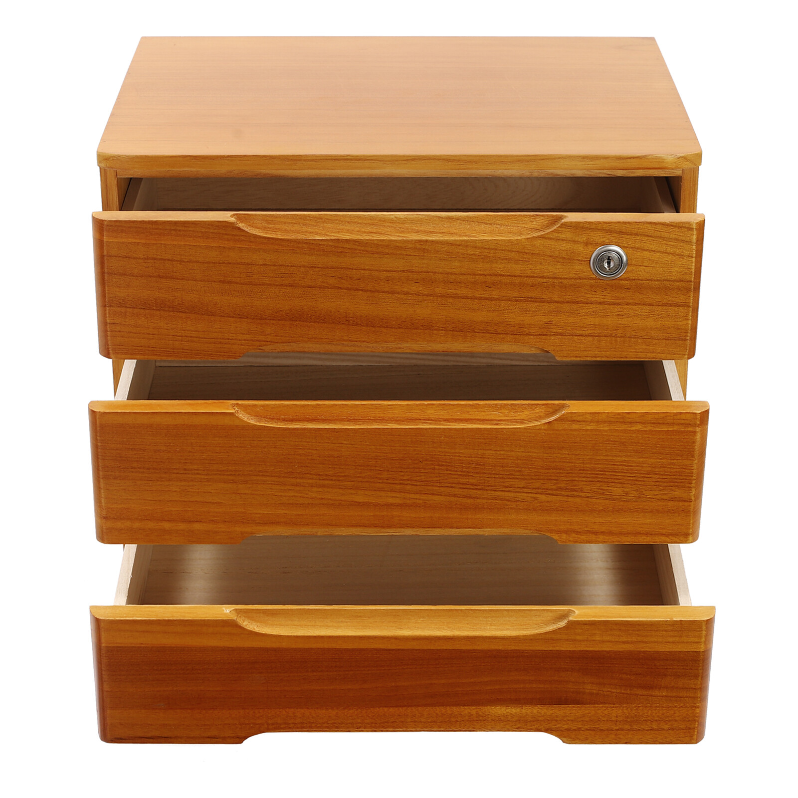 Modern Rectangle 3-Tier Desktop Storage Box Organizer with Lock Filing Cabinet