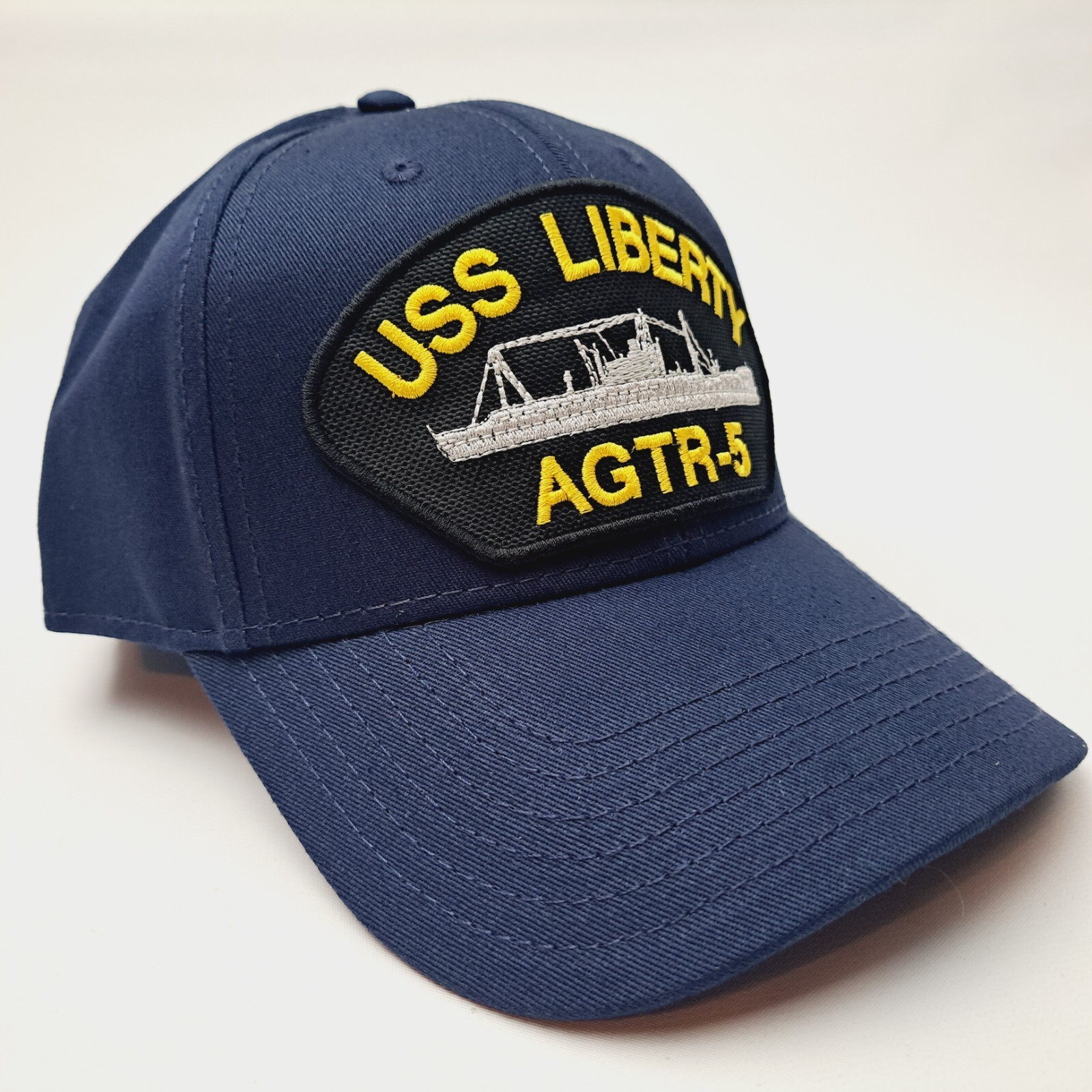 US Navy USS Liberty AGTR-5 Men's Embroidered Patch Cap Hat Blue Cotton Solid