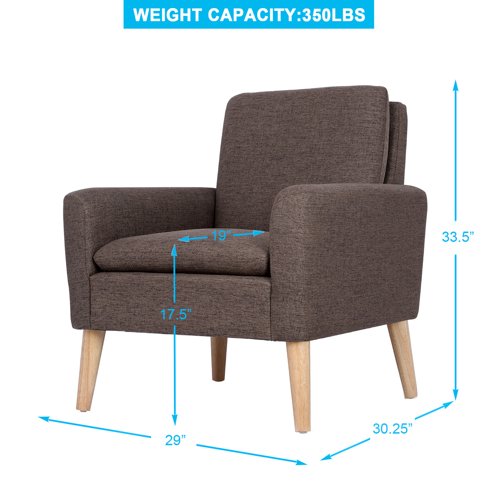 Modern Living Room Chair Linen Fabric Accent Armchair Club Leisure Single Sofa