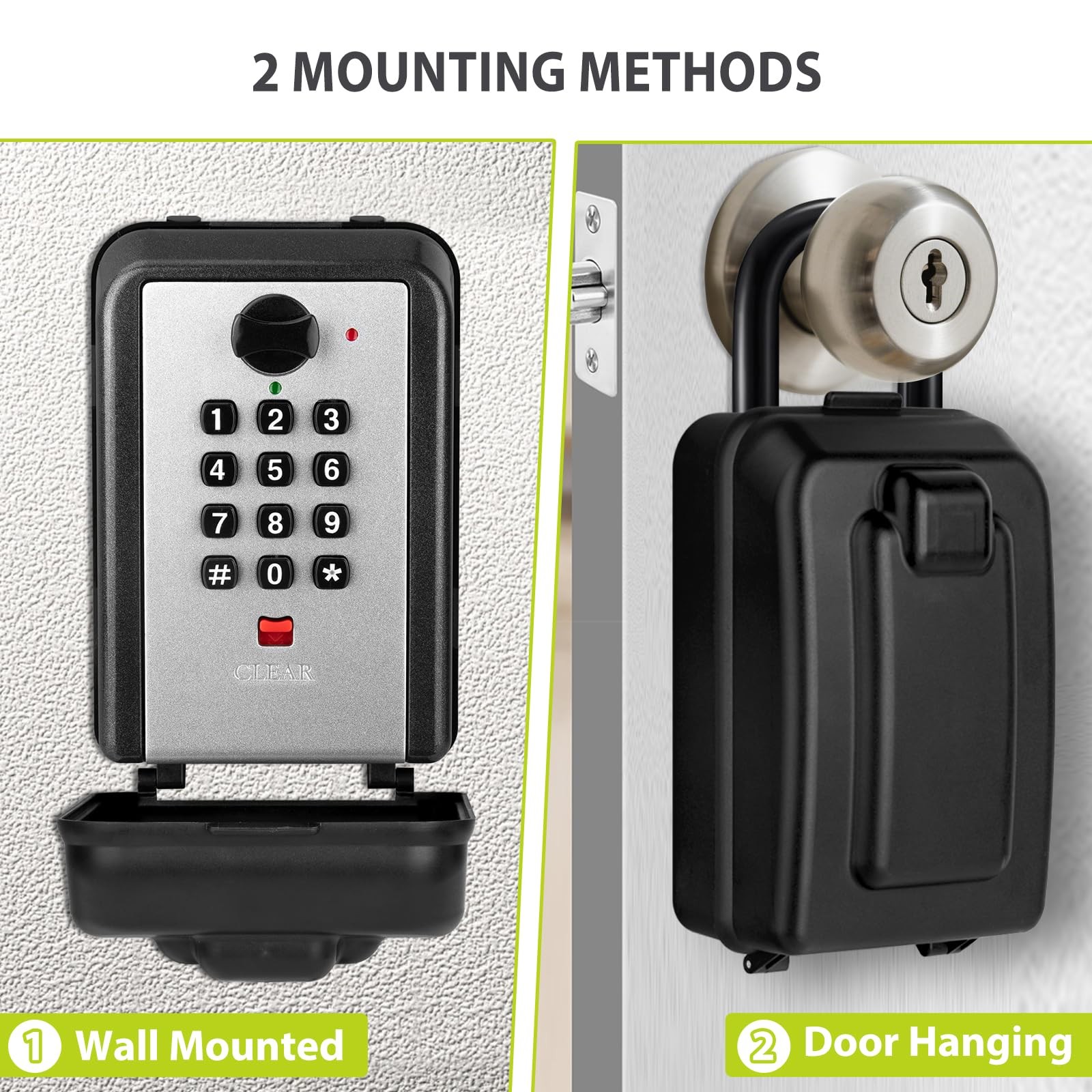 Waterproof Key Lock Box Outside 12Digit Combination Code Wall Mount Safe