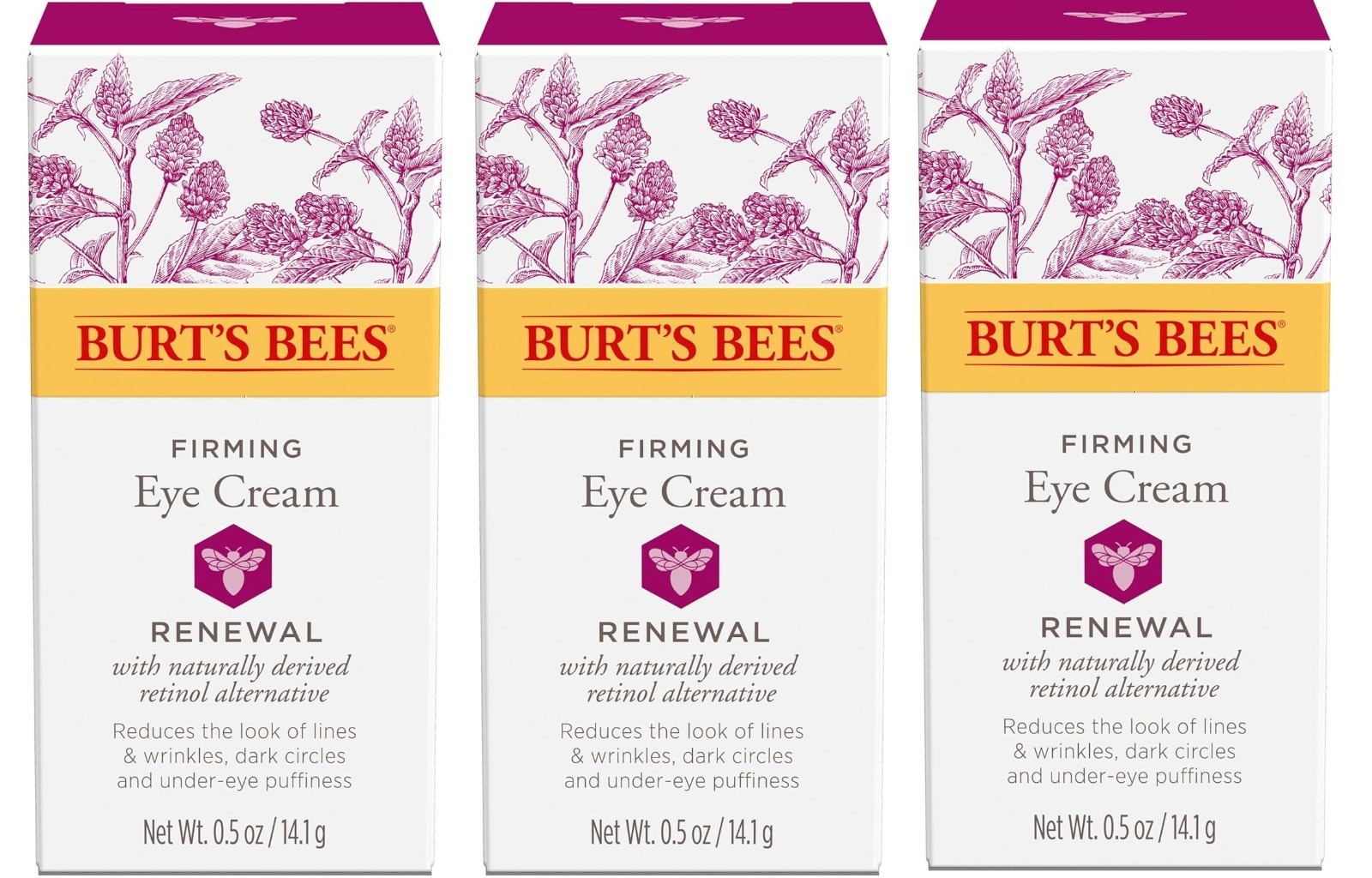 Burt's Bees Renewal Firming Eye Cream With Natural Retinol Alternative Lot of 3