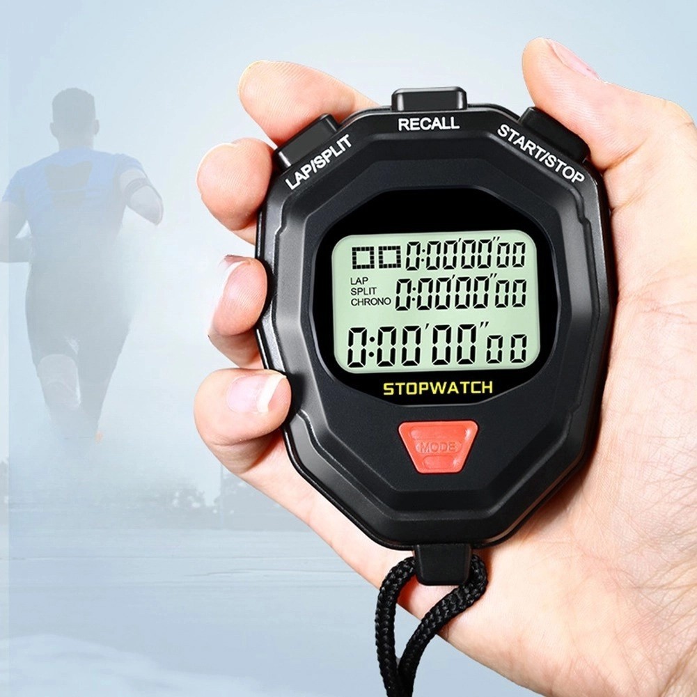 Digital Stopwatch with 60 Memory Storage Lap Split Total Time Large LCD Screen