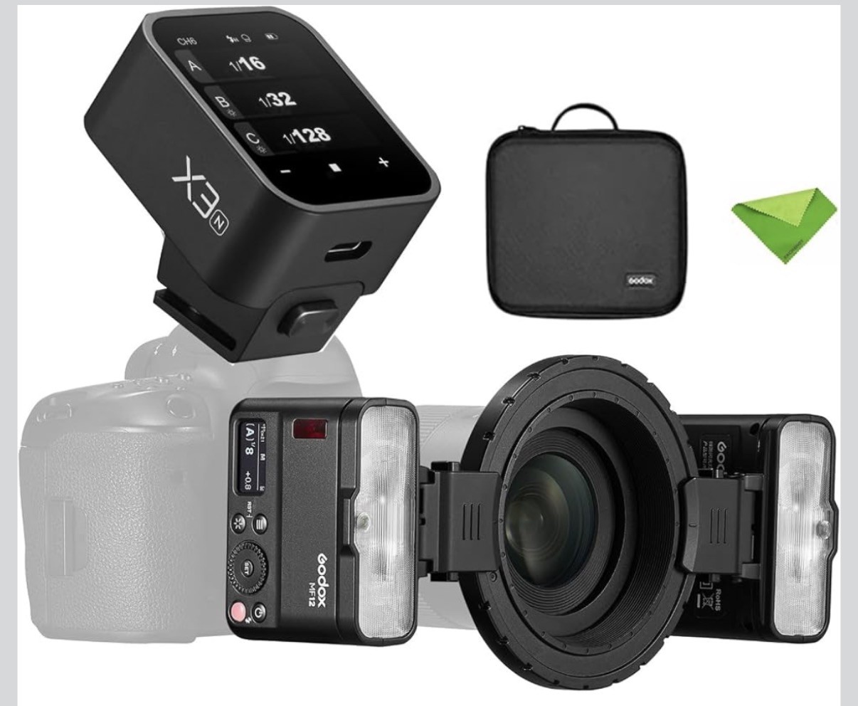 Godox MF12 MF12-K2 12W Macro Flash Kit, 2.4G Wireless TTL/M Flash