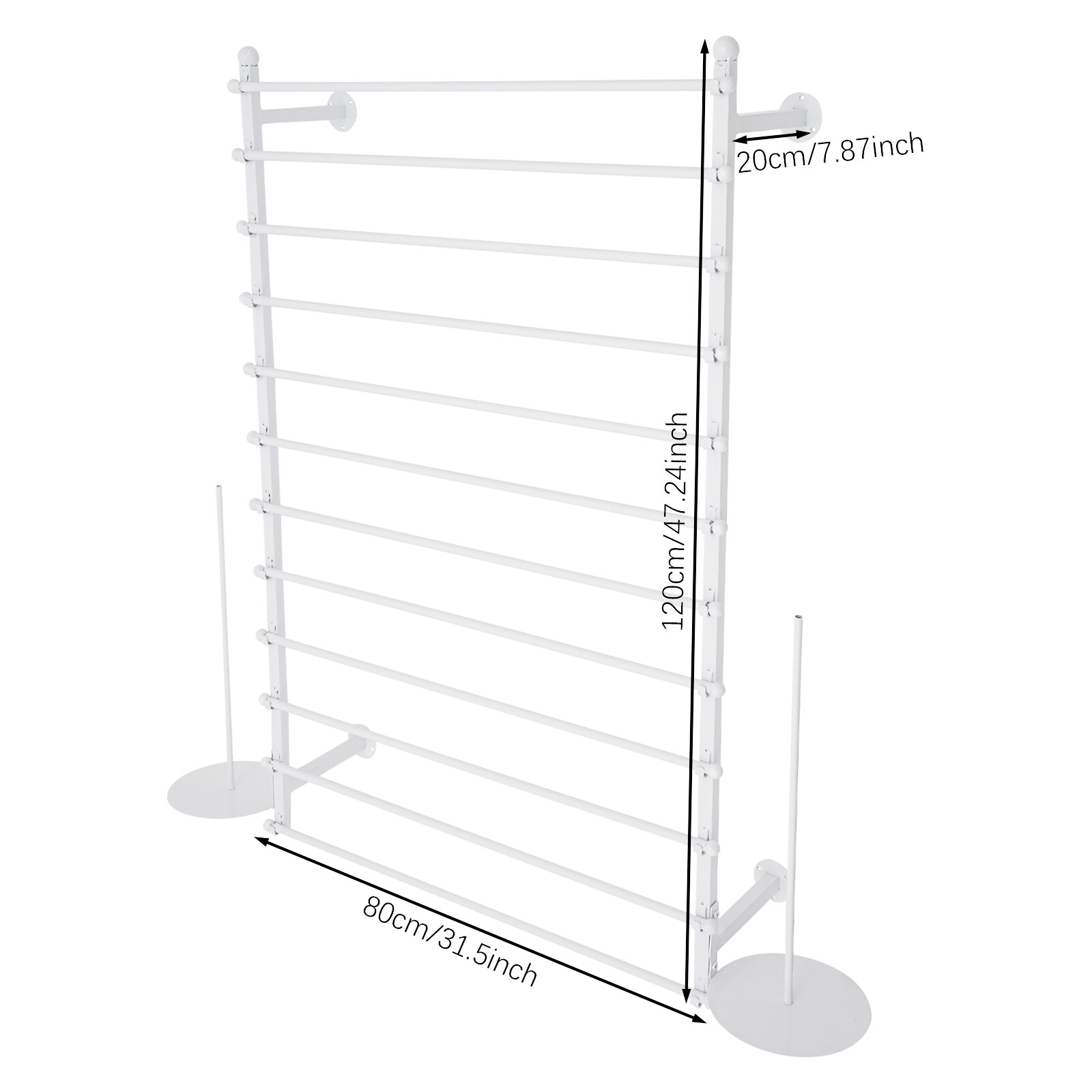 12-Tier Wall Mounted Scarf Rack Wall Mounted Display Rack Towels Storage Rack